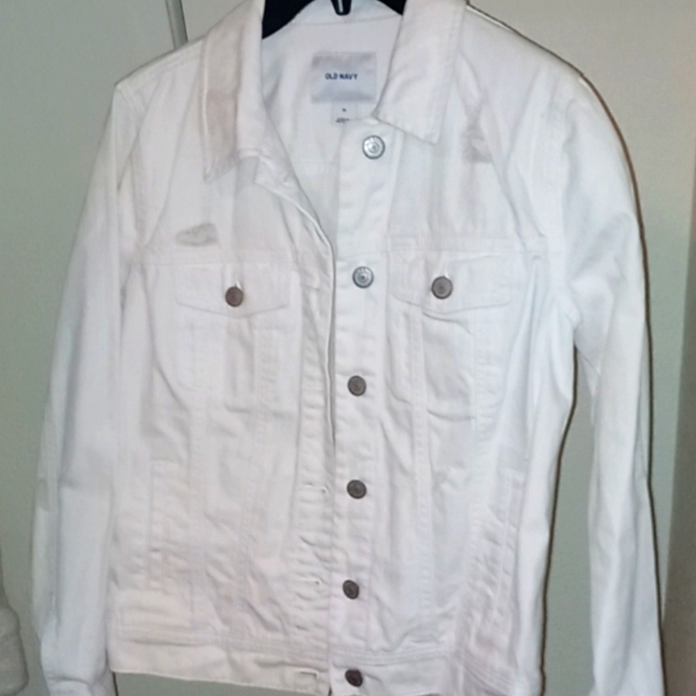 White Distressed Jean Jacket